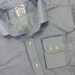 Brooks Brothers Button Up Shirt Mens 16-36 Regent Fit‎ Blue Gingham Check L/S